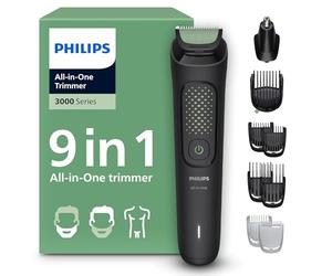 Rifinitore Philips Multigroom serie 3000 tutto in uno 9 in 1 - Rifinitore per barba, capelli e corpo, lame autoaffilanti delicate sulla pelle, 12 impostazioni di lunghezza, Modello MG3946/15