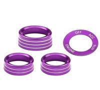 Rifiniture interne per auto Copertura Del Pomello Pulsante Radio Volume Dell'aria Condizionata Anello Decorativo In Alluminio Per Dodge Per Challenger Per Charger 2015-2020(Viola)