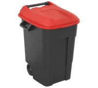 Rifiutare/Bidone Dei Rifiuti con Ruote 100L - Rosso - Sealey BM100R Nuovo
