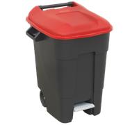 Rifiutare/Bidone Dei Rifiuti con Ruote Piede Pedale 100L - Rosso - Sealey