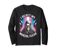 Rifiuto la mia carne mortale Transgender Pride Reaper Identity Maglia a Manica