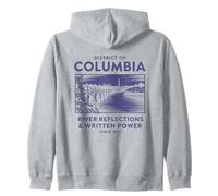 Riflessi del Fiume di Washington D.C. e Potere Scritto Felpa con Cappuccio