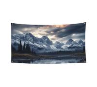 Riflessione di nuvole e montagne banner decorazione per feste sfondo banner festa di compleanno fotografia sfondo decorazioni per interni ed esterni decorazione da parete banner forniture per feste