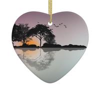 Riflessione Stampa Chitarra Albero di Natale Ceramica Appeso Cuore Pallina Ornamenti Festivi Natale Pendente Decorazioni Per La Festa Della