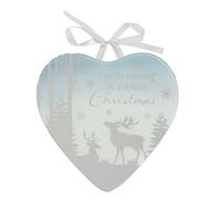 Riflessioni Specchio Di Natale Vetro Appeso A Cuore Targa Regalo - Natale Bianco