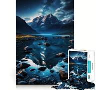 Riflesso di montagna in un lago di notte Puzzle da 1000 pezzi per ragazzi Gioco di pensiero intelligente Divertimento rilassante Opera d'arte da collezione (50x75cm)
