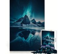 Riflesso di montagna sotto l'aurora boreale Puzzle da 1000 pezzi per adolescenti, per rafforzare la memoria, ideale per la casa e il tempo libero, con bordi puliti e un regalo prezioso (38x26cm)