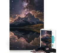 Riflesso di montagna sotto un cielo stellato Puzzle da 1000 pezzi per adulti e ragazzi, gioco di logica, relax, taglio di precisione, (50x75cm)