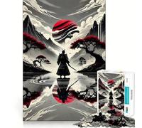 Riflesso di un samurai in un paesaggio monocromatico Puzzle da 1000 pezzi per adolescenti, gioco di logica, divertimento al chiuso, bordo premium, regalo memorabile (38x52cm)