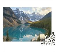 Riflesso Lago di Montagna Puzzle 1000 Pezzi per Uomini Donne Adulti Lago Calmo come Specchio che Riflette Imponenti Vette Innevate Premium Vivace Stimolante Antistress Regalo Famiglia 38x26cm/1000pz