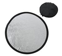 Riflettore fotografico 60cm / 23,6in 2 in 1 pieghevole, set argento/oro - massima riflettività in ambienti con scarsa luminosità, effettowarm light, per ritratti indoor e out (Argento Bianco)