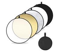 Riflettori 5 in 1 Riflettore Fotografico Pieghevole Rotondo Diffusori per Photo Studio Ritratti Selfie Video Fotografia di Matrimonio 80cm (Traslucido/Argento/Oro/Bianco/Nero)