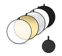 Riflettori 5 in 1 Riflettore Fotografico Pieghevole Rotondo Diffusori per Photo Studio Ritratti Selfie Video Fotografia di Matrimonio 60cm (Traslucido/Argento/Oro/Bianco/Nero)