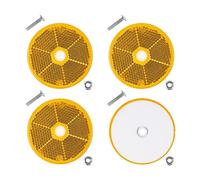 Riflettori da Avvitare, 4 Pz, Arancione, Ø 60 mm, Marchio di E, Con Viti e Dadi M5, Riflettore di Sicurezza per Camper, Rimorchi e Pali, Catarifrangenti Destro / Sinistro, Catarifrangenti Riflettori