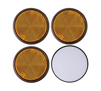 Riflettori da Incollare, 4 Pz, Arancione, Ø 60 mm, Marchio di E, Riflettore di Sicurezza per Camper, Rimorchi e Pali, Catarifrangenti Adesivi Destro / Sinistro, Autoadesivi Incollare Riflettore