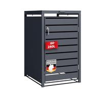 Rifugio della spazzatura con decoro in legno, struttura in acciaio inossidabile | 1 a 3 ante | Contenitore della spazzatura da 60 a 240 litri - antracite con decoro legno (grigio scuro Magnus, 68 × 80