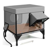 Rifugio isolato per gatti da esterno con due uscite, resistente alle intemperie, riscaldato per l'inverno, porta di fuga sicura e serratura magnetica per gatti selvatici e fienili