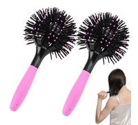 Rifugio per capelli ricci 2 pcs da 8, 5 pollici a sfera rotonda 3D che definisce la spazzola con piccoli massaggio a 360 gradi di styling per capelli ricci portatili per districare la modellatura e