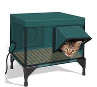 Rifugio per gatti riscaldato per l'inverno, isolato con cuscinetto riscaldante e due uscite per sicurezza e calore