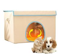 Rifugio per Gatti Riscaldato Pieghevole, Lettino per Gatti Riscaldato con Coperta Elettrica Separata, Cornice in Pellicola di Alluminio a 360°, Controllo della Temperatura a 10 Marce, Cuccia L