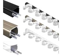 RIFWOVE Binario per Tende in Alluminio, Generico Binario per Tende Ondulato a Forma di S - Montaggio a Soffitto e a Parete, Binari Singoli per Tenda per Soggiorno, Bagno,(Francia,150CM(4.9FT))