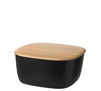 RIG-TIG Contenitore per pane Box IT - Contenitore per pane, panini, biscotti, pasticceria, tagliere come coperchio, design scandinavo, accessori da cucina, nero, 23 x 23 cm