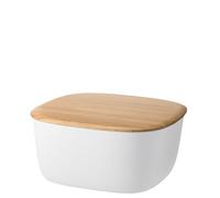 RIG-TIG Contenitore per pane Box IT - Contenitore per pane, panini, biscotti, pasticceria, tagliere come coperchio, design scandinavo, accessori da cucina, bianco, 23 x 23 cm
