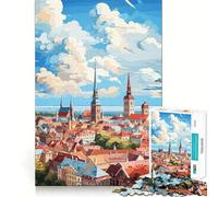 RIGA Quadro ad Olio Puzzle da 1000 Pezzi Puzzle per Adulti Gioco per Allenare la Mente Gioco Rilassante Immagine da Assemblare Regalo Delizioso (38x26cm)