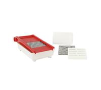 Rigamonti Magic Grater grattugia con vaschetta. Con 3 inserti e proteggidita per grattugiare formaggi, pane, cioccolato, verdure e frutta. Smontabile e lavabile in lavastoviglie.
