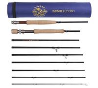 Rigged and Ready - Canna da pesca a mosca 2 in 1, 2 canne da pesca, 273 cm, #6, 213 cm e n. 4 opzioni di canna da pesca a 2 maniglie, combinazione Toray Carbon-8 sezioni. Tubo 18' 45 cm