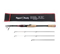 Rigged and Ready Fish Rig Max - Canna da pesca telescopica Spin & Bait-Cast da viaggio con micro grilletto unico, canna in carbonio + 3 punte. 240 e 210 cm, 0-15, 10-30, 20-50 g