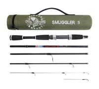 Rigged and Ready Smuggler 5 Canna da pesca da viaggio e valigia Canna compatta da media a corta 160 piedi con 2 punte per spinning e pesca in generale, per pesci fino a 3 kg