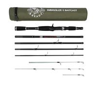 Rigged and Ready Smuggler 6 Baitcast Canna da pesca da viaggio e custodia. Lunghezza canna da 170 cm, 190 cm 6'3", 215 cm 7' con 3 punte per spinning e esca generale pesca d'acqua dolce e in mare