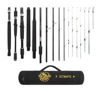Rigged & Ready X Series Travel Fishing Rods. 6 Super Compact, Multi-Functional, Portable, Spin, Bass, Carp, Lure, Float, Fly Combos + Poles. 4 or 6 Tips & 5 to 25 Techniques Freshwater & Saltwater