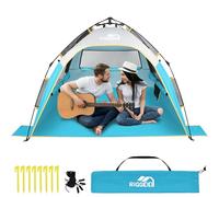 riggoo Tenda da spiaggia automatica con protezione UV 50+, 210 x 150 x 130 cm, tenda da spiaggia per 4 persone, si monta rapidamente in pochi secondi, impermeabile, protezione dal vento, soprattutto