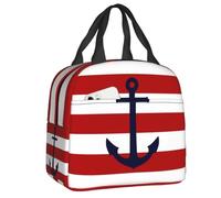 Righe di ancoraggio blu navy nautiche Sacchi pranzo termicamente isolati Donne marinai Contenitore per il pranzo scolastico Scatola del cibo