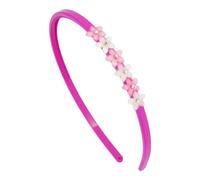 Righe e Pois - Fermacapelli bimba, Cerchietto per capelli bambina cm 0,5 con fiori effetto cristallo e strass, fascia per capelli colorata, confezione 1 hairband (Fucsia, Bambina)