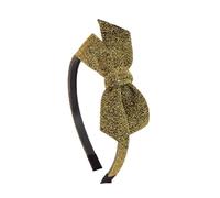 Righe e Pois - Fermacapelli, cerchietto capelli bambina con fiocco grande glitterato, fascia capelli bimba, larghezza 1 cm, 1 hairband (Oro, Taglia unica regolabile - adatto a tutte le età)
