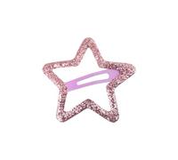Righe e Pois Fermaglio Capelli Clic Clac a Stella Glitter 5 CM, Molletta Capelli Bambina, Fermacapelli Bimba e Donna Danza Acconciature Saggi Ballo, 1 Hair Clip (Rosa)