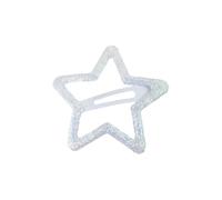 Righe e Pois Fermaglio Capelli Clic Clac a Stella Glitter 5 CM, Molletta Capelli Bambina, Fermacapelli Bimba e Donna Danza Acconciature Saggi Ballo, 1 Hair Clip (Bianco)