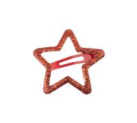 Righe e Pois Fermaglio Capelli Clic Clac a Stella Glitter 5 CM, Molletta Capelli Bambina, Fermacapelli Bimba e Donna Danza Acconciature Saggi Ballo, 1 Hair Clip (Rosso)