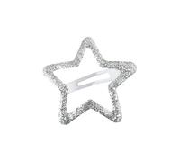 Righe e Pois Fermaglio Capelli Clic Clac a Stella Glitter 5 CM, Molletta Capelli Bambina, Fermacapelli Bimba e Donna Danza Acconciature Saggi Ballo, 1 Hair Clip (Argento)