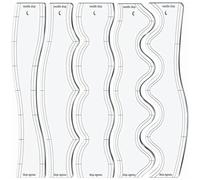 Righelli acrilici trasparenti per trapuntatura: set di cinque pezzi, modelli di cucito con design a onda, stampi per trapuntatura a macchina, 9,1 x 26 cm