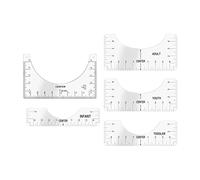 Righelli per magliette, 5 righelli per l'allineamento delle magliette, guida trasparente per le misure della maglietta, guida alle misure della maglietta per adulti, adolescenti, bambini, strumento da