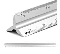Righello 30 cm, righelli per scala architettonica, righelli triangolari in scala, righello in metallo per architetti, Triangolare Scalimetro 1:150, argento