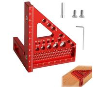 Righello 3D in alluminio - 22,5° a 90° - strumento da falegnameria ad alta precisione in lega di alluminio - 3 in 1: tracciatura/foratura/misurazione - adatto per falegnami e ingegneri (Rosso)