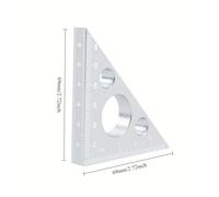 Righello ad angolo retto in alluminio, righello for lavorazione del legno, righello triangolare, scale, squadra da carpentiere, strumenti for la misurazione dell'altezza, calibro(Silvery)
