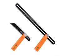 Righello angolare in lega di alluminio con tre quadrati e smussatura a T regolabile per misurazioni precise nella lavorazione del legno, costruzione e layout - 20 cm e 40 cm doppia dimensione (40 cm)