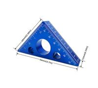 Righello angolare in lega di alluminio da 45 gradi, righello triangolare e e metrico, squadra for falegnameria, strumenti di misurazione(Blauw)