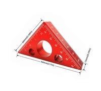 Righello angolare in lega di alluminio da 45 gradi, righello triangolare e metrico, squadra for falegnameria, strumenti misurazione Calibrazione Precisa(Rot)